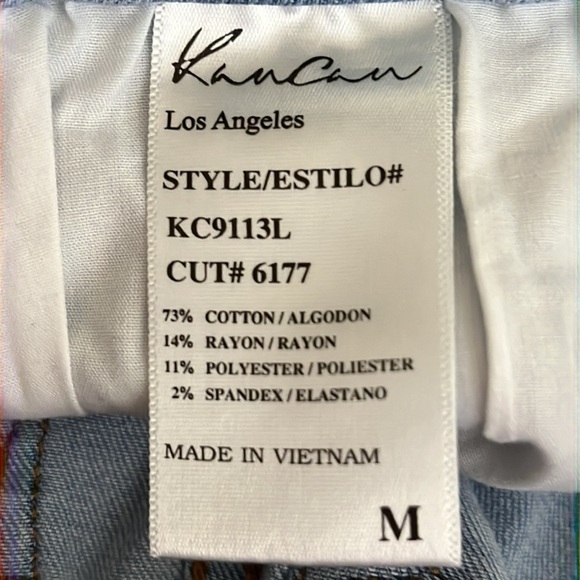 KanCan Jess Ultra High Rise Button Fly Denim Shorts in Light Wash - Size Medium - Picture 5 of 6